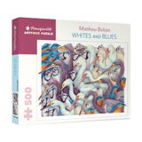 Pomegranate - Whites And Blues by Matthew Bohan 500 Piece Puzzle - The Puzzle Nerds