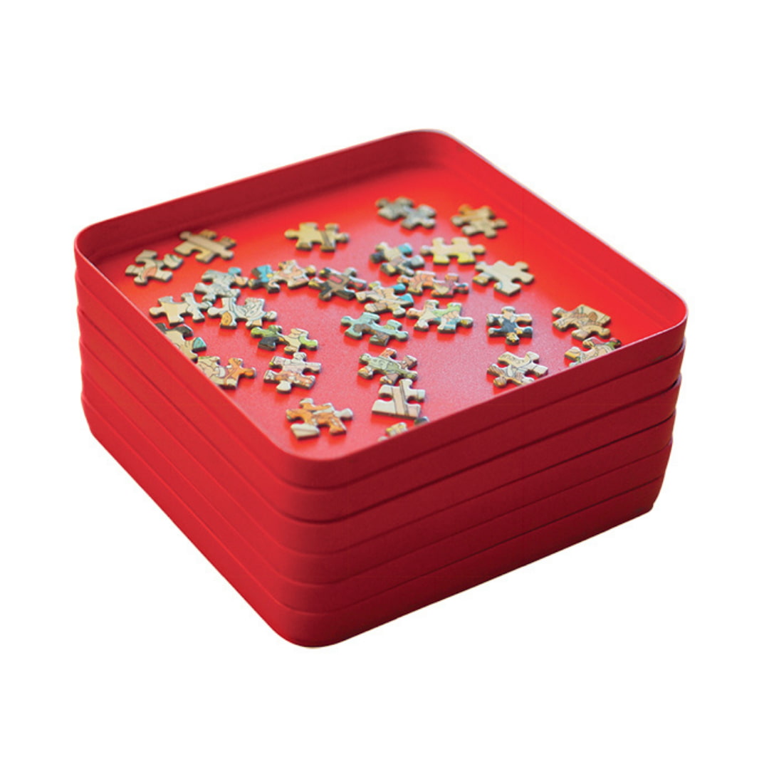 Puzzle Sorting Tray Set from Galison - Includes 6 Multi-Colored Stackable  Sorting Trays (7.7 x 7.7 x 0.8) and Lid, Holds 230 Puzzle Pieces Per