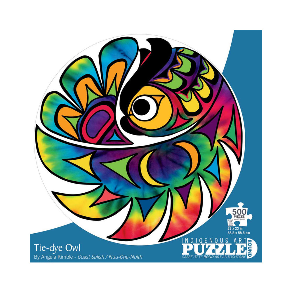 Tie-Dye Owl 500 Piece Round Puzzle - The Puzzle Nerds