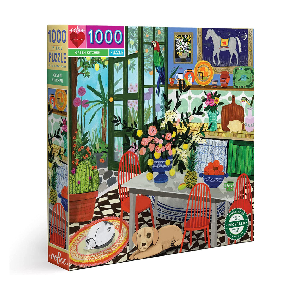 eeBoo - Green Kitchen 1000 Piece Puzzle - The Puzzle Nerds