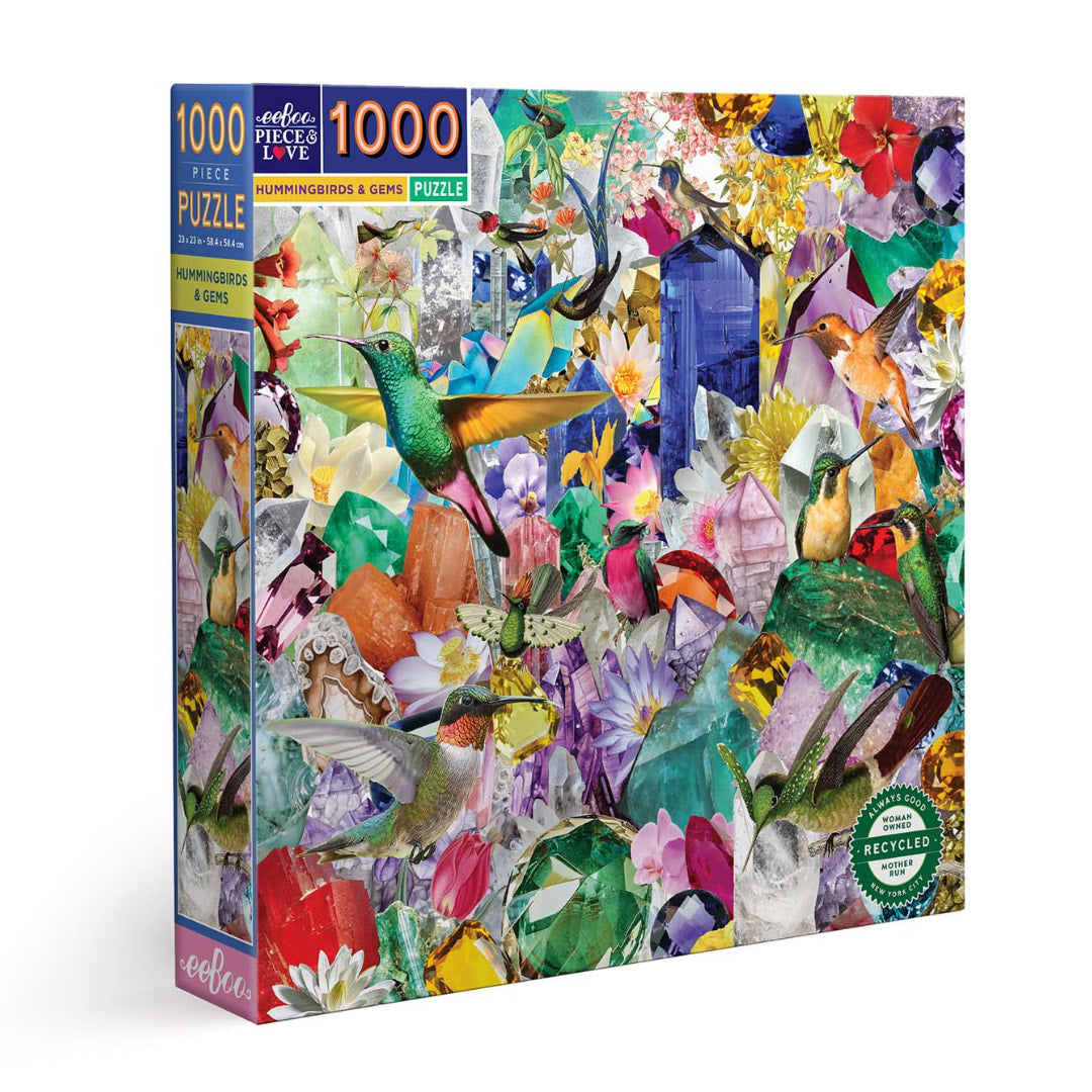 eeBoo - Hummingbirds & Gems 1000 Piece Puzzle - The Puzzle Nerds
