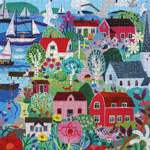 eeBoo - Swedish Fishing Village 1000 Piece Puzzle - The Puzzle Nerds