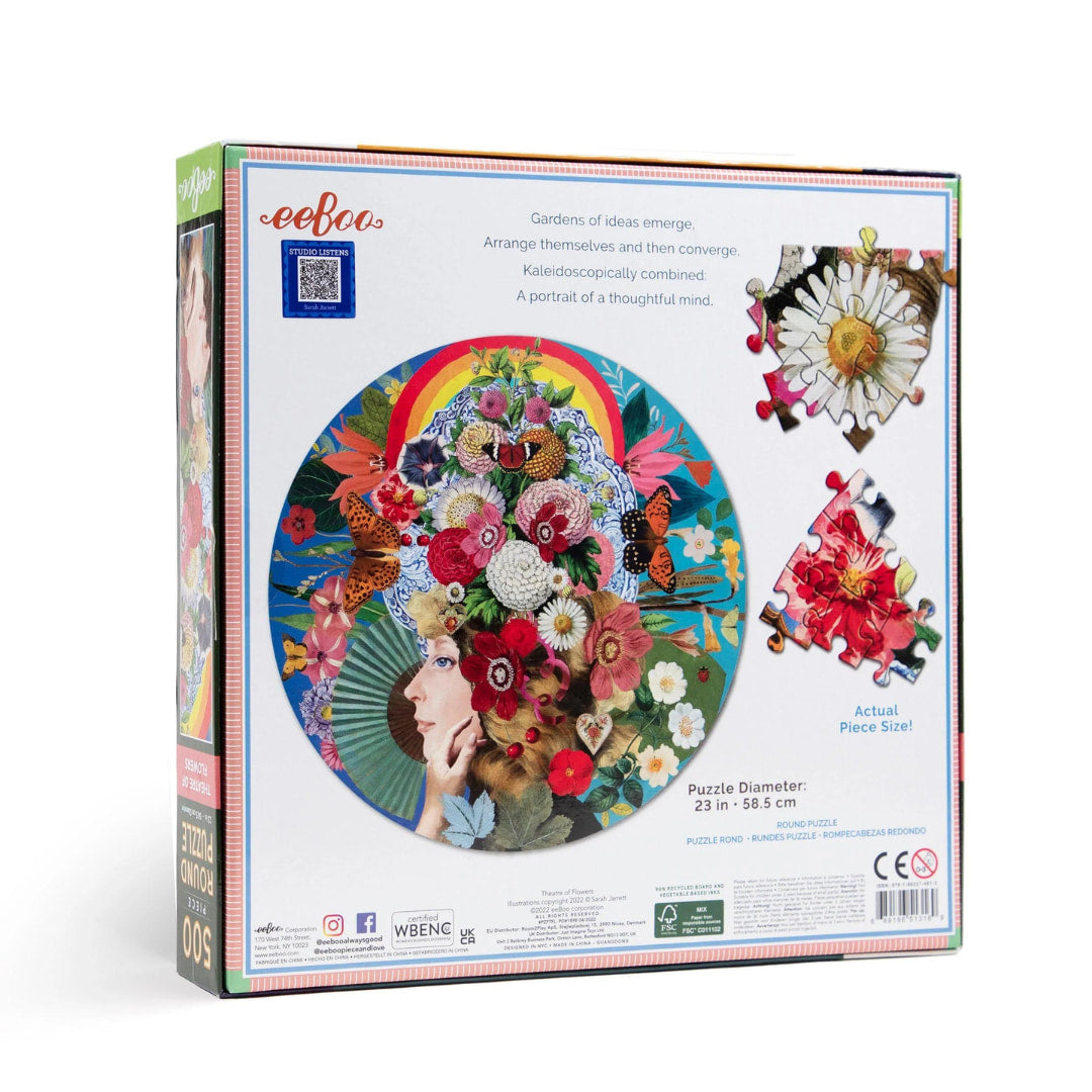 eeBoo - Theatre Of Flowers 500 Piece Round Puzzle - The Puzzle Nerds