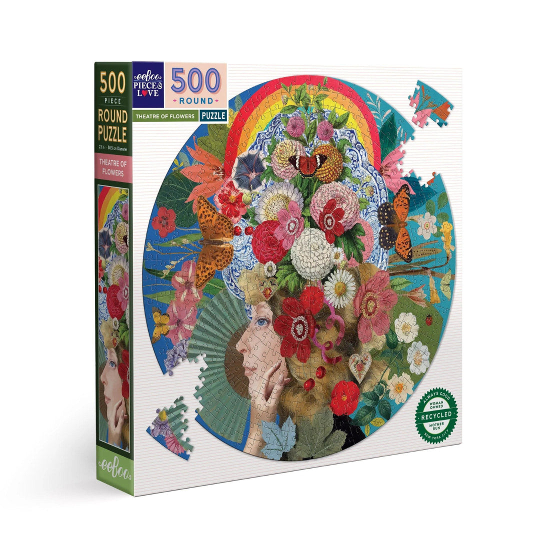 eeBoo - Theatre Of Flowers 500 Piece Round Puzzle - The Puzzle Nerds